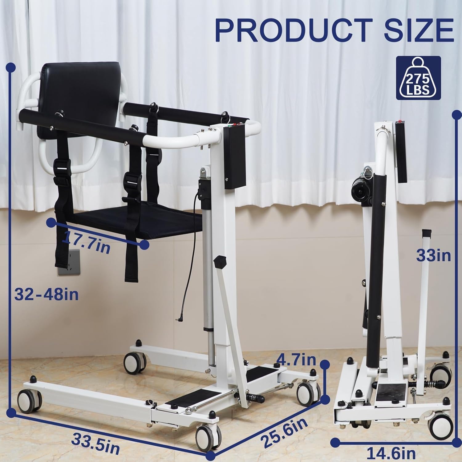 Electric Patient Lift Transfer Chair Foldable Wheelchair Lift Home Car Bath
