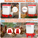 Heated Chicken Waterer 11L Anti-Freeze Poultry Drinker 4 Cups Dark Red