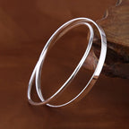 Merdia 990 Solid Sterling Silver Polished and Rough Twisted Bangle Bracelet for