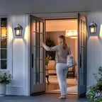 DERAYSION Solar Porch Lights Outdoor, 9 Inch Solar Wall Lanterns with Motion