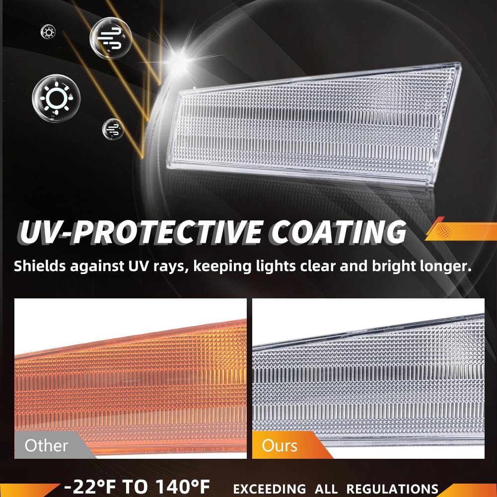 MOTRUM Front Side Marker Lights Housing Compatible with 1978-1979 GMC Caballero, 1978-1979 Chevro-let Malibu/El Camino, [DOT] [IP67 Waterproof] Turn Signal Marker Light Cover [No Bulbs], Clear Lens