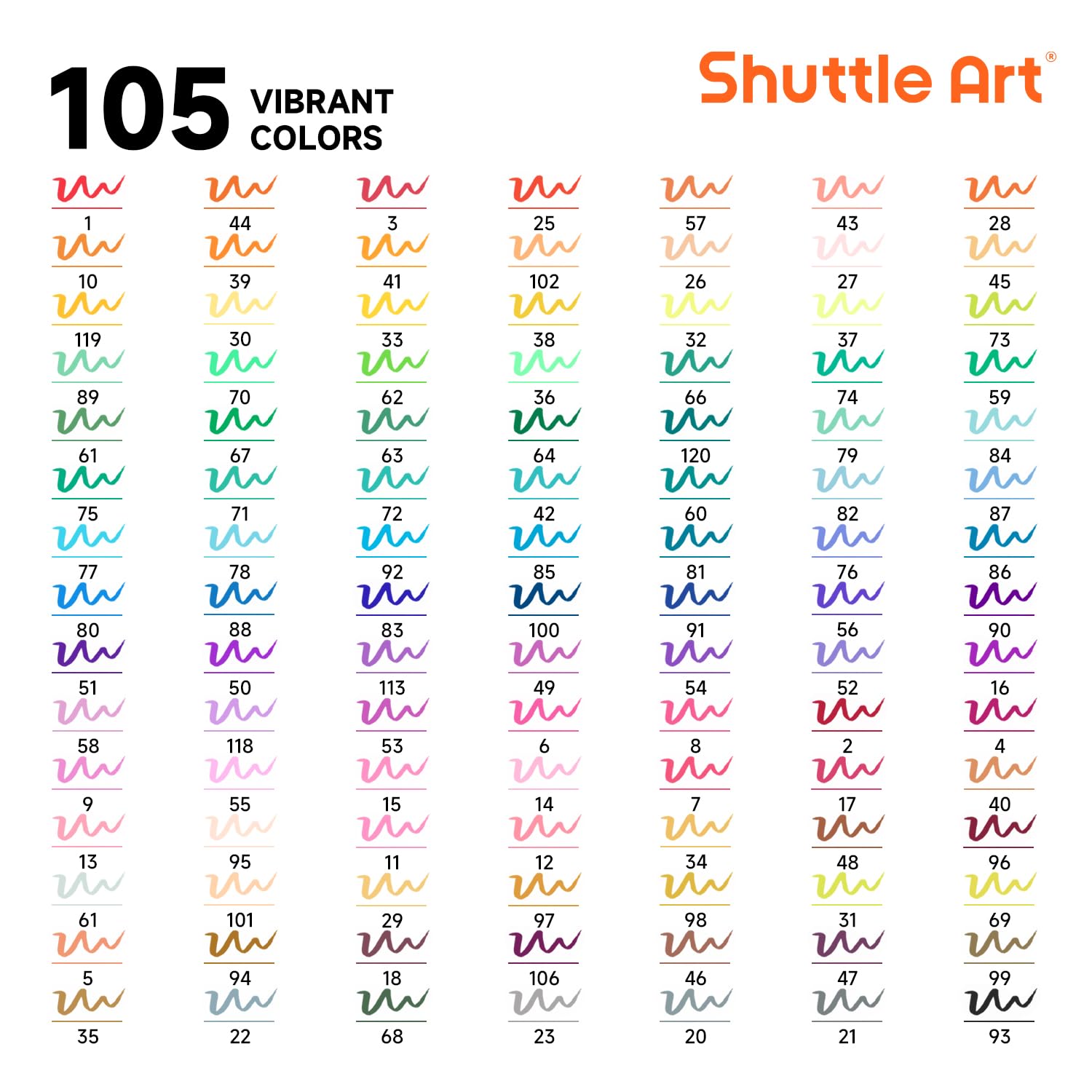 Shuttle Art Dual Tip Brush Marker Pens, 105 Colors Fine and Brush Tip Markers