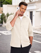 COOFANDY Mens Lightweight Button Down Shirt Jacket Casual Shacket Coat