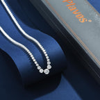 925 Sterling Silver Moissanite Tennis Chain Necklace 18" 14K White Gold Plated