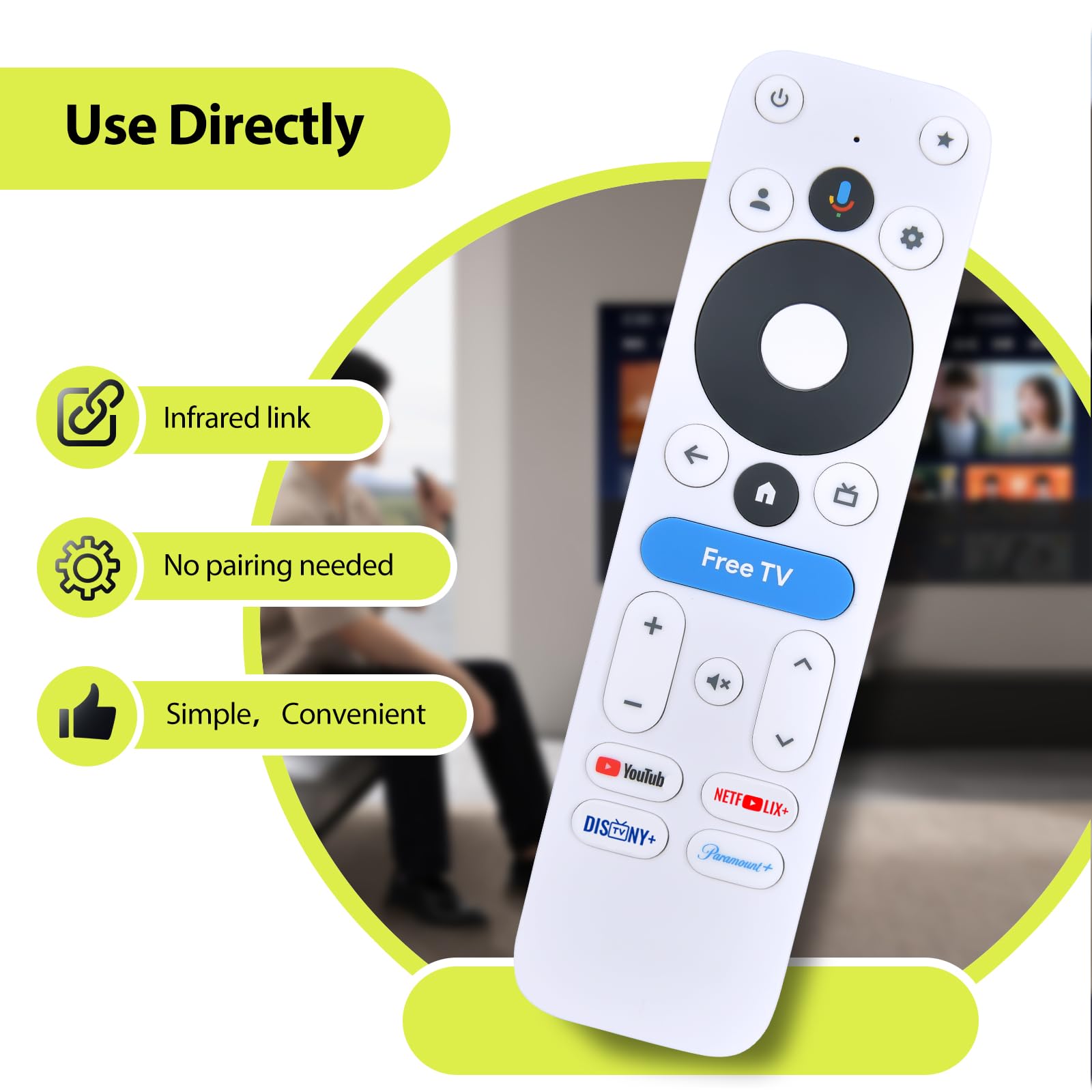 2 Pack RYQIF Voice Replacement Remote Control Fits for Onn 4K Pro/Plus Streaming