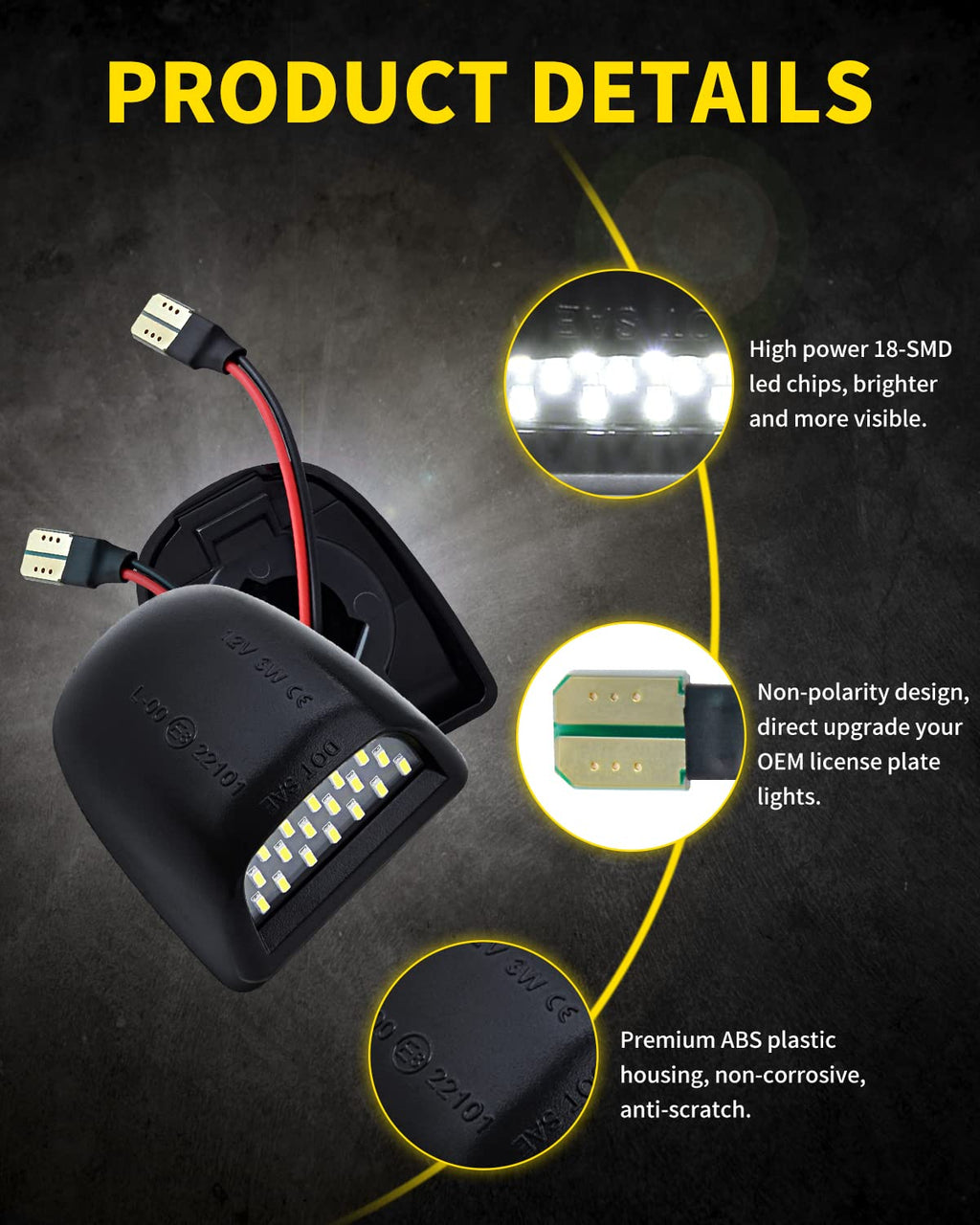 Asgohme LED License Plate Lights Rear Bumper Tag Lamp Assembly Replacement