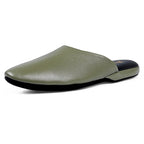 PAMIR Women's Genuine Full-Grain Leather Scuff Slippers, Avocado, US 7 M