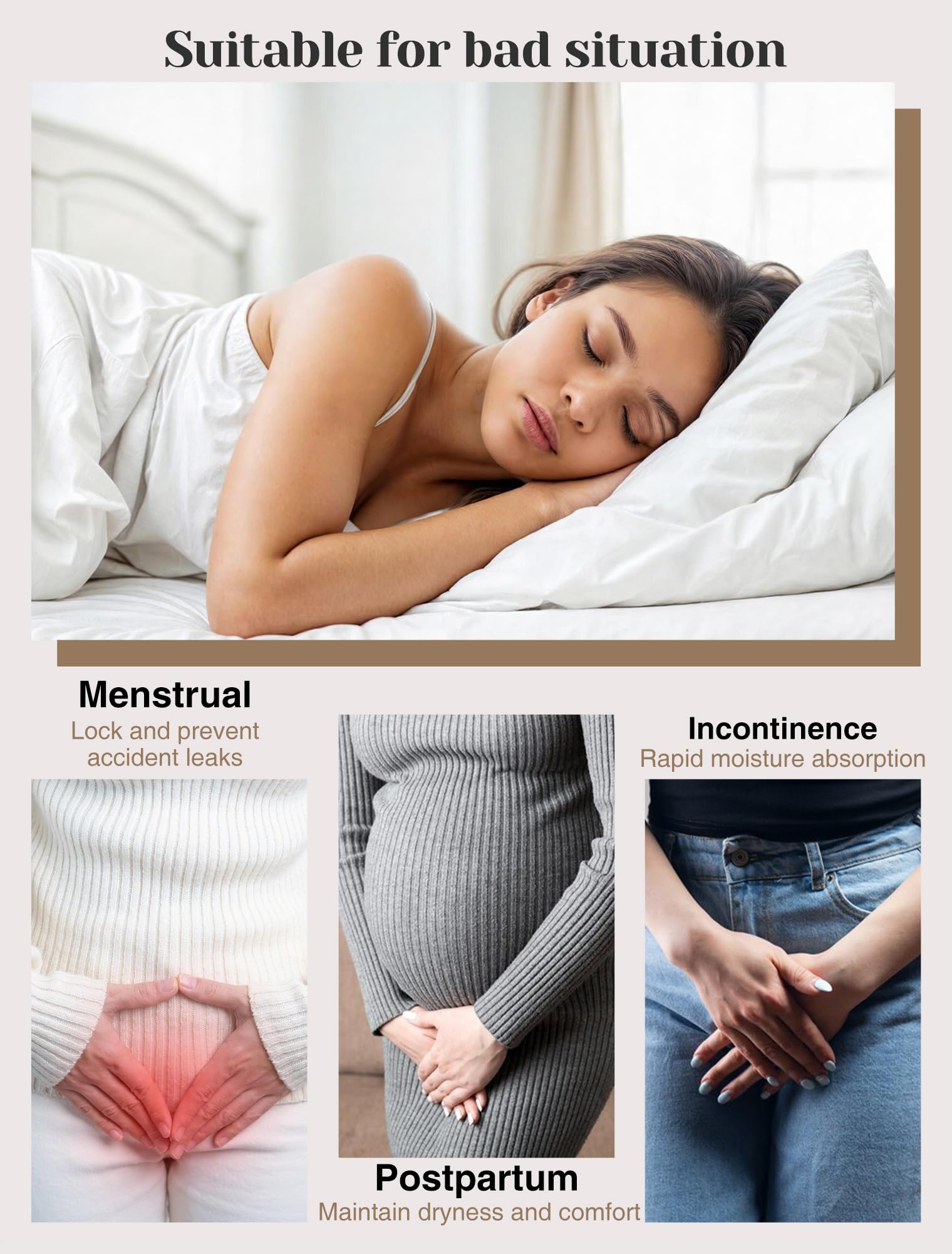 3 Pack Medium Washable Leakproof Period Underwear - Reusable Incontinence