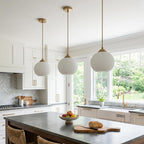 KCO Lighting Gold White Glass Globe Pendant Light Mid Century Kitchen Island
