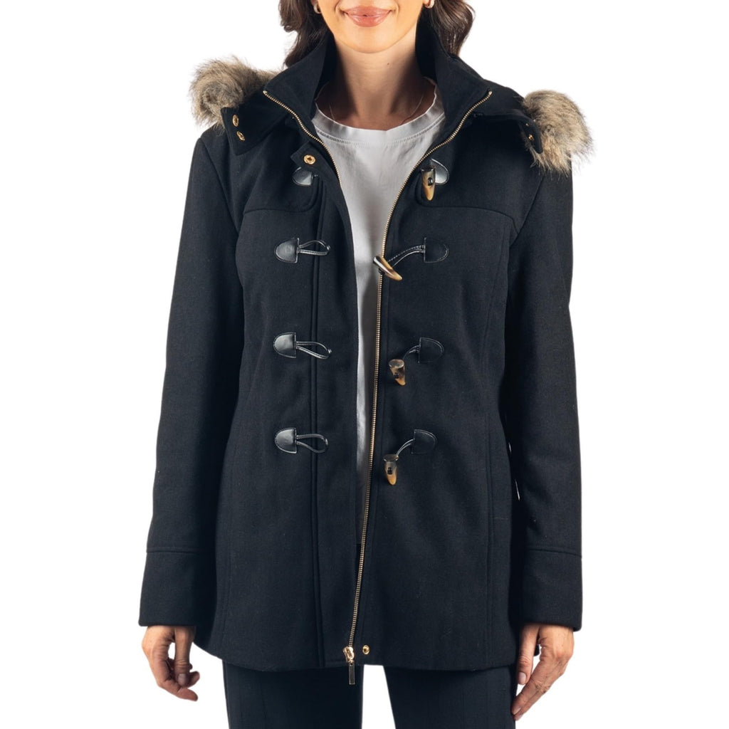 Alpine Swiss Duffy Womens Wool Blend Toggle Coat Removable Faux Fur Hood Classic