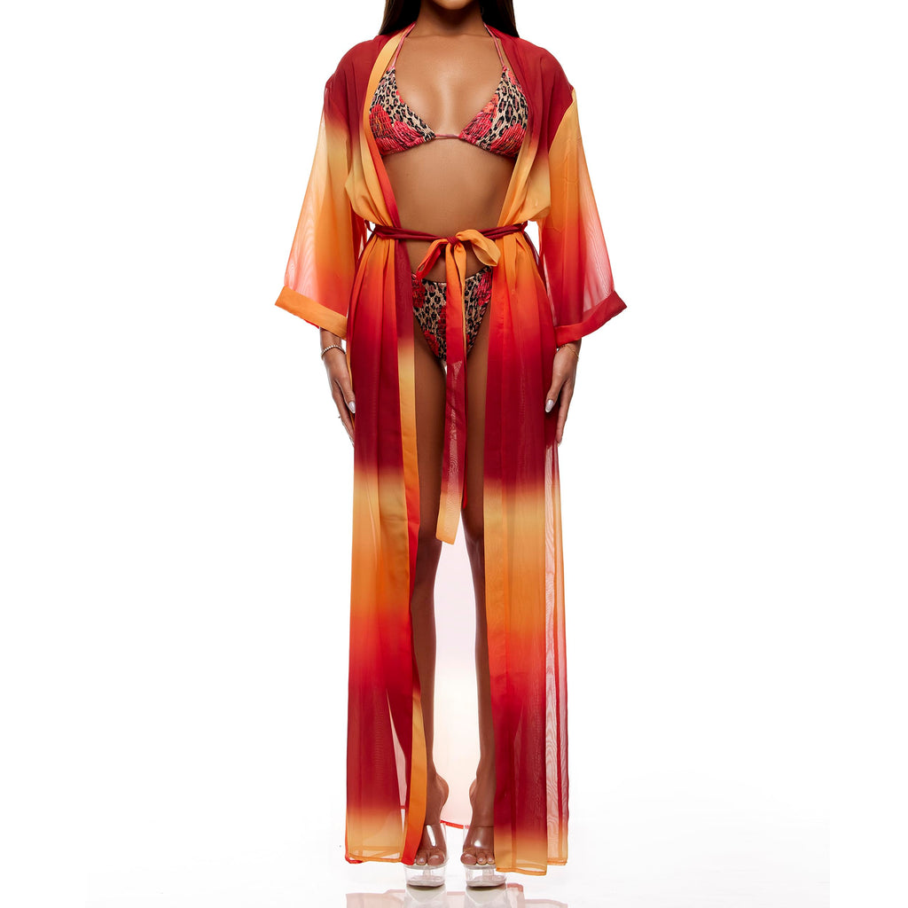 XL Forplay Women's Termoli Mesh Pool Kimono Ombre Swim Cover Up