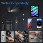 PAPIBLU Endoscope with Light, 1920P HD Borescope with 8 Adjustable LED Lights,