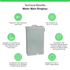 Square D 100 Amp Outdoor Load Center 6 Space 12 Circuit NEMA 3R HOM612L100RB
