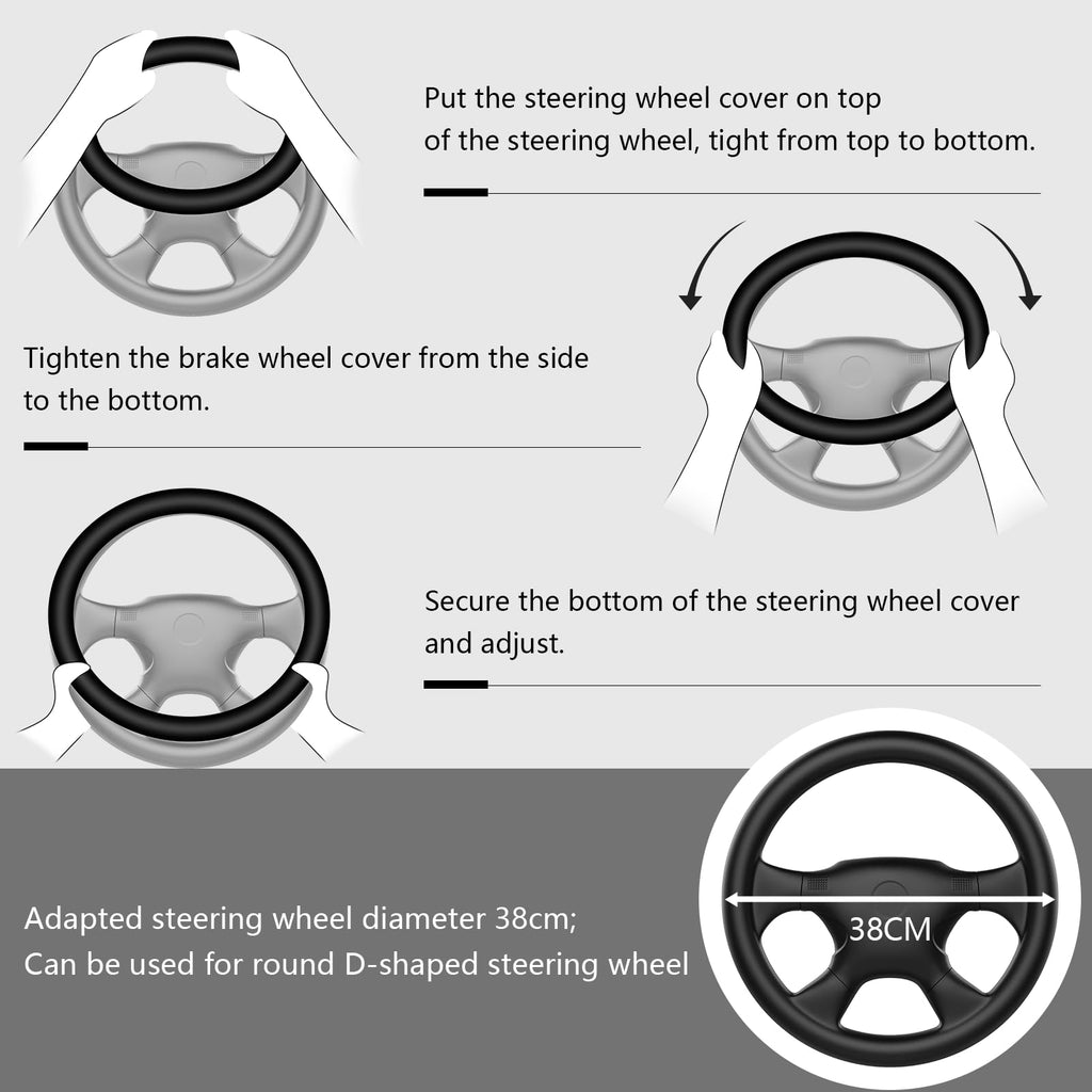 Seeyoo Nappa Leather Steering Wheel Cover, Ultra Thin Non Slip Segmented Car