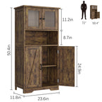 GarveeHome 54 in Tall Bathroom Cabinet, Farmhouse Storage Cabinet with Glass