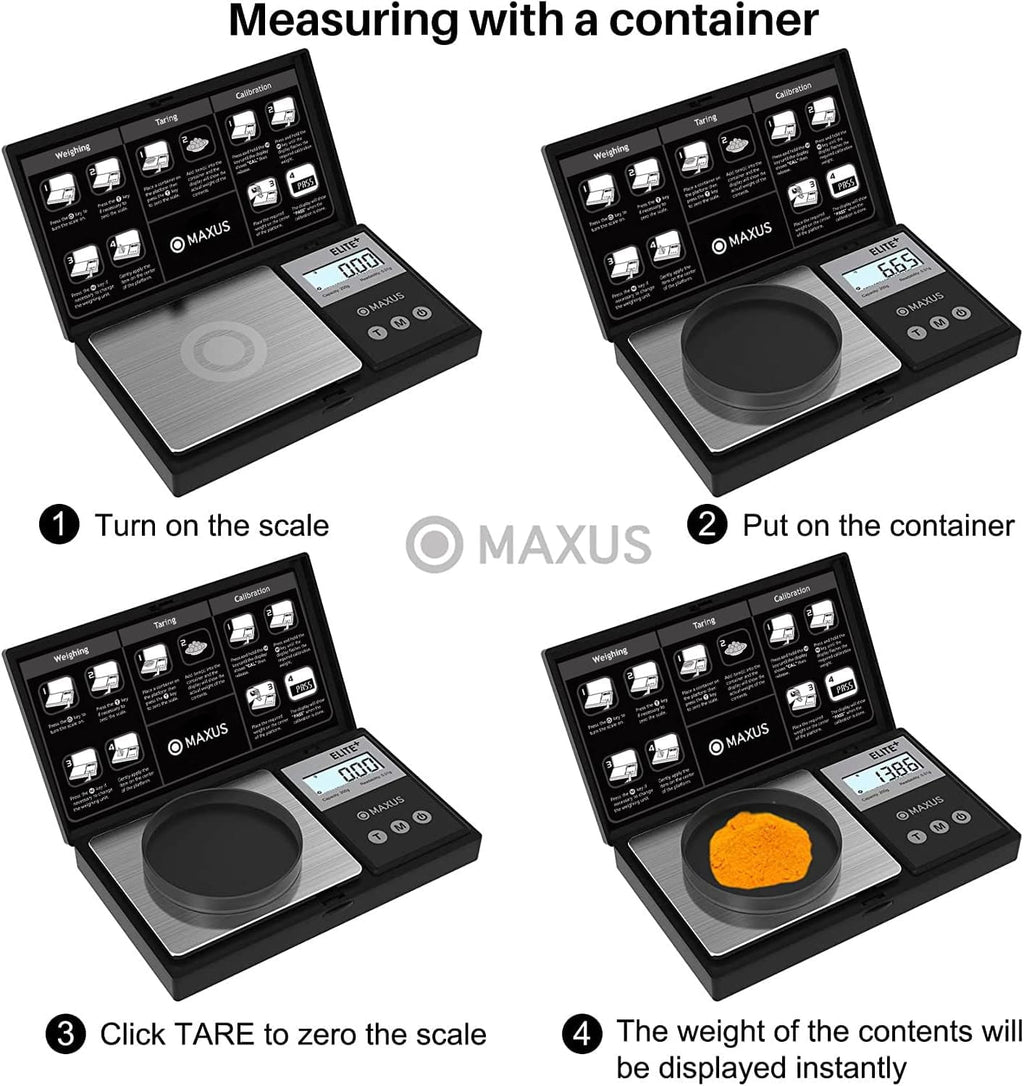 MAXUS Digital Pocket Gram Scale 500g x 0.01g High Precision with Tray, Weighs