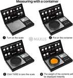 MAXUS Digital Pocket Gram Scale 500g x 0.01g High Precision with Tray, Weighs