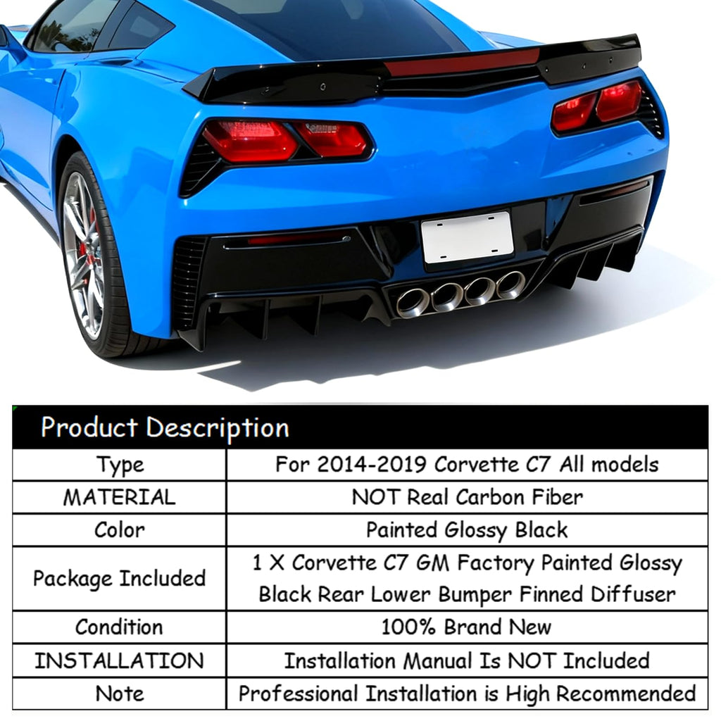 skkyoro Rear Bumper Diffuser Compatible with Chevy Corvette C7 2014-2019 All