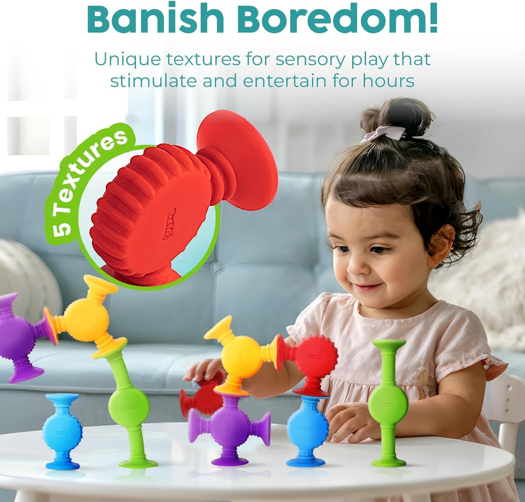 BUNMO Toddler Suction Bath Toys 10 Pack Connect Build Create Sensory Fine Motor