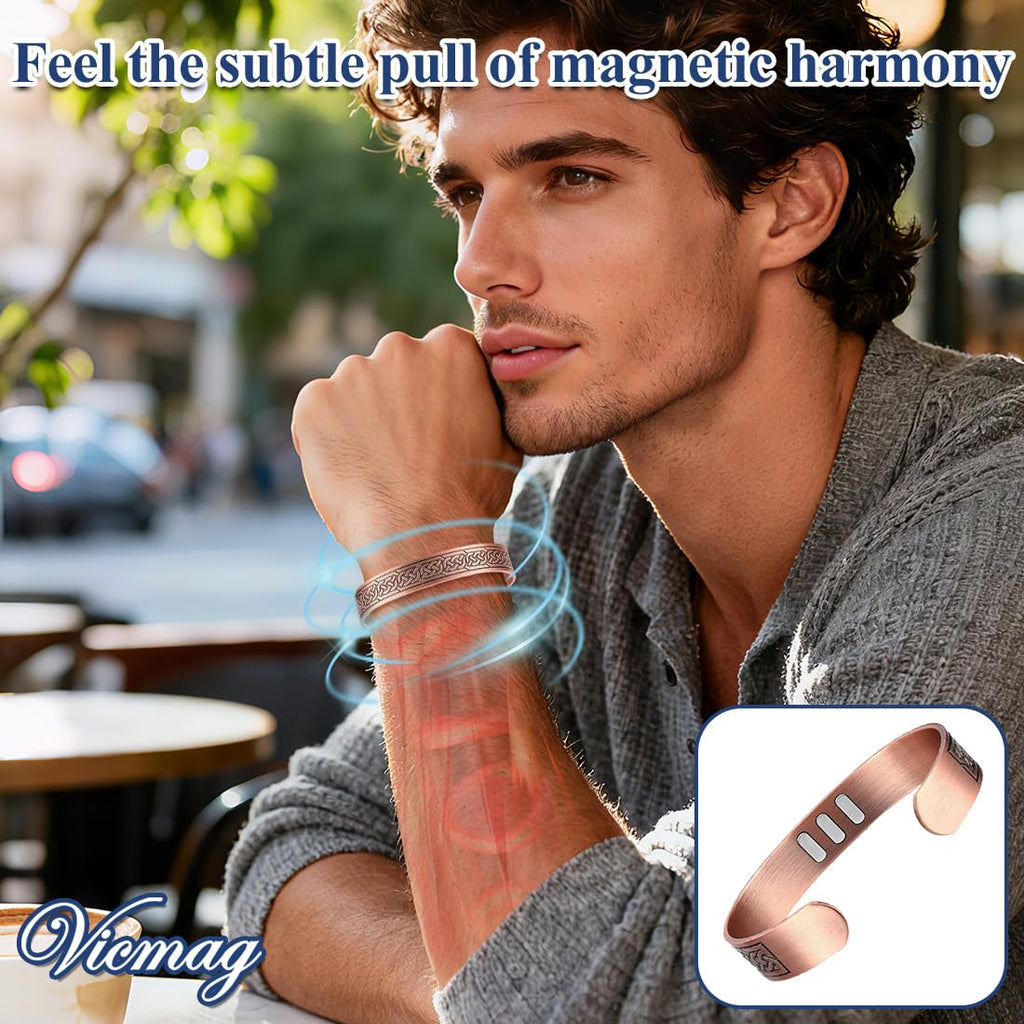 Vicmag Copper Bracelet for Men 9X Strength Magnetic Bracelet Men 99% Pure Copper