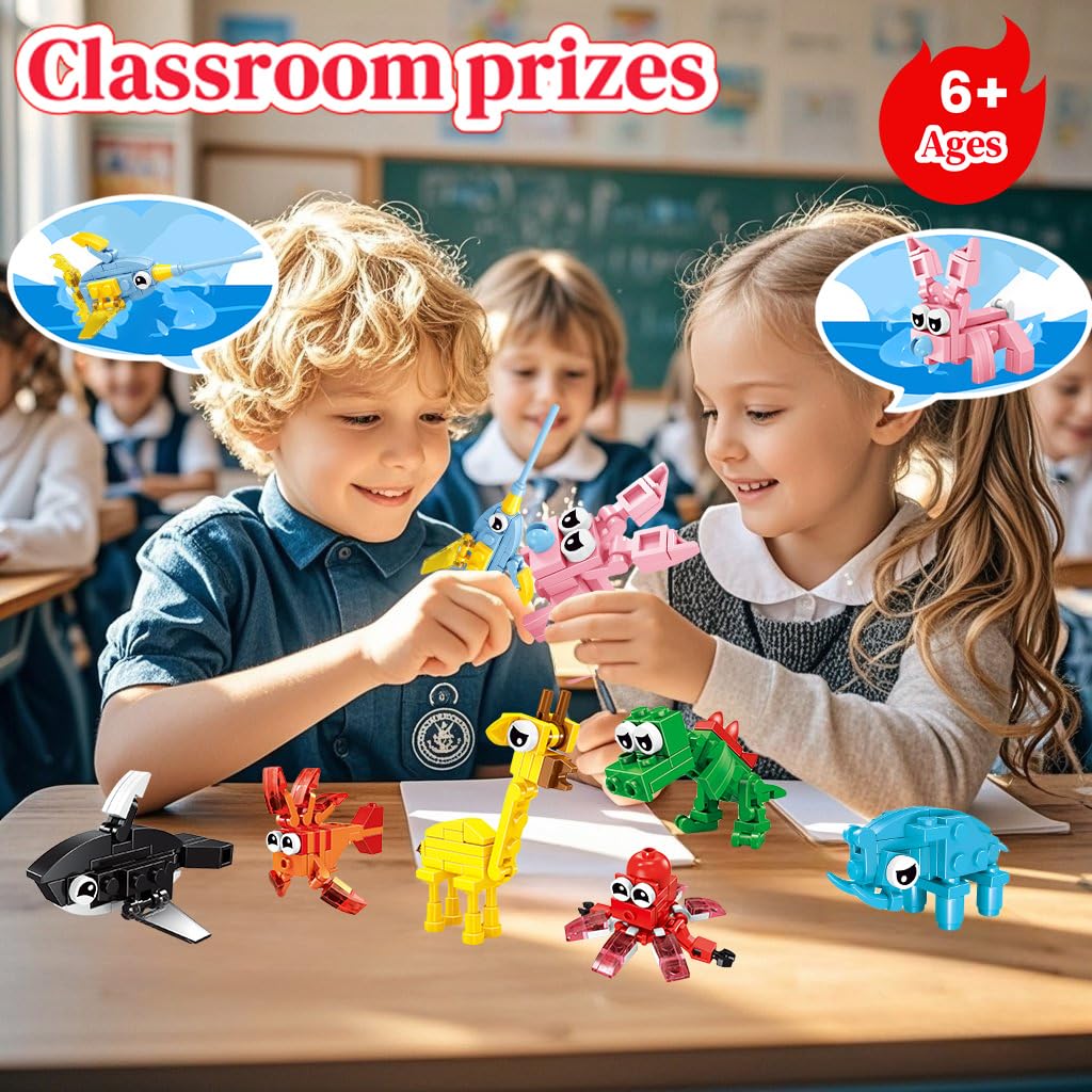 24 Pack Mini Animal Building Blocks Party Favors STEM Toys for Kids