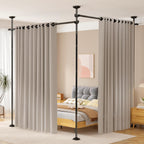SUNALLY Room Divider Curtain Rod ,No Drill Adjustable 4-10ft Freestanding Black