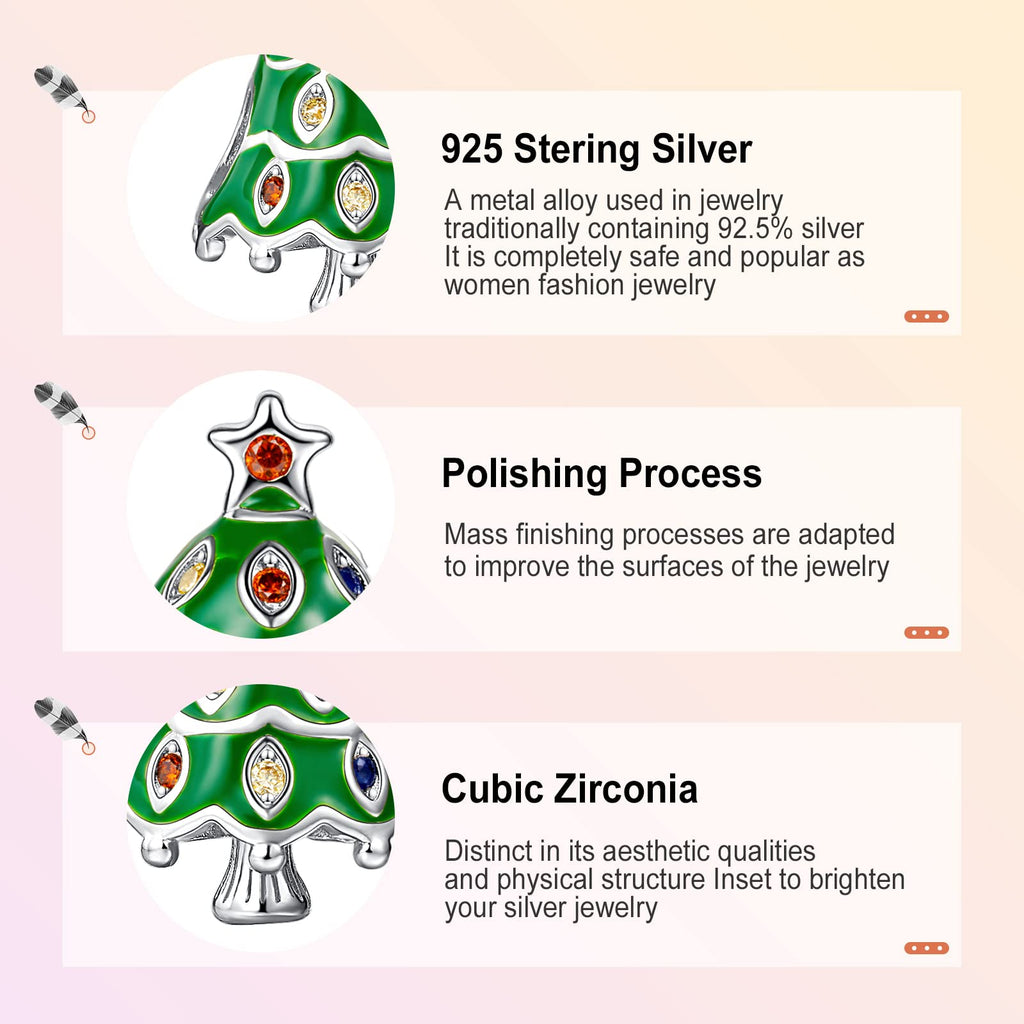 Annmors Christmas Tree Charm 925 Sterling Silver Fight for Homeland fits Bracelets for Woman Beads Gifts for Women Bracelet&Necklace 548-A