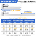 JQDML 12V High Speed Linear Actuator - 28 Inch Stroke, 66lbs/300N, 1.77"/s