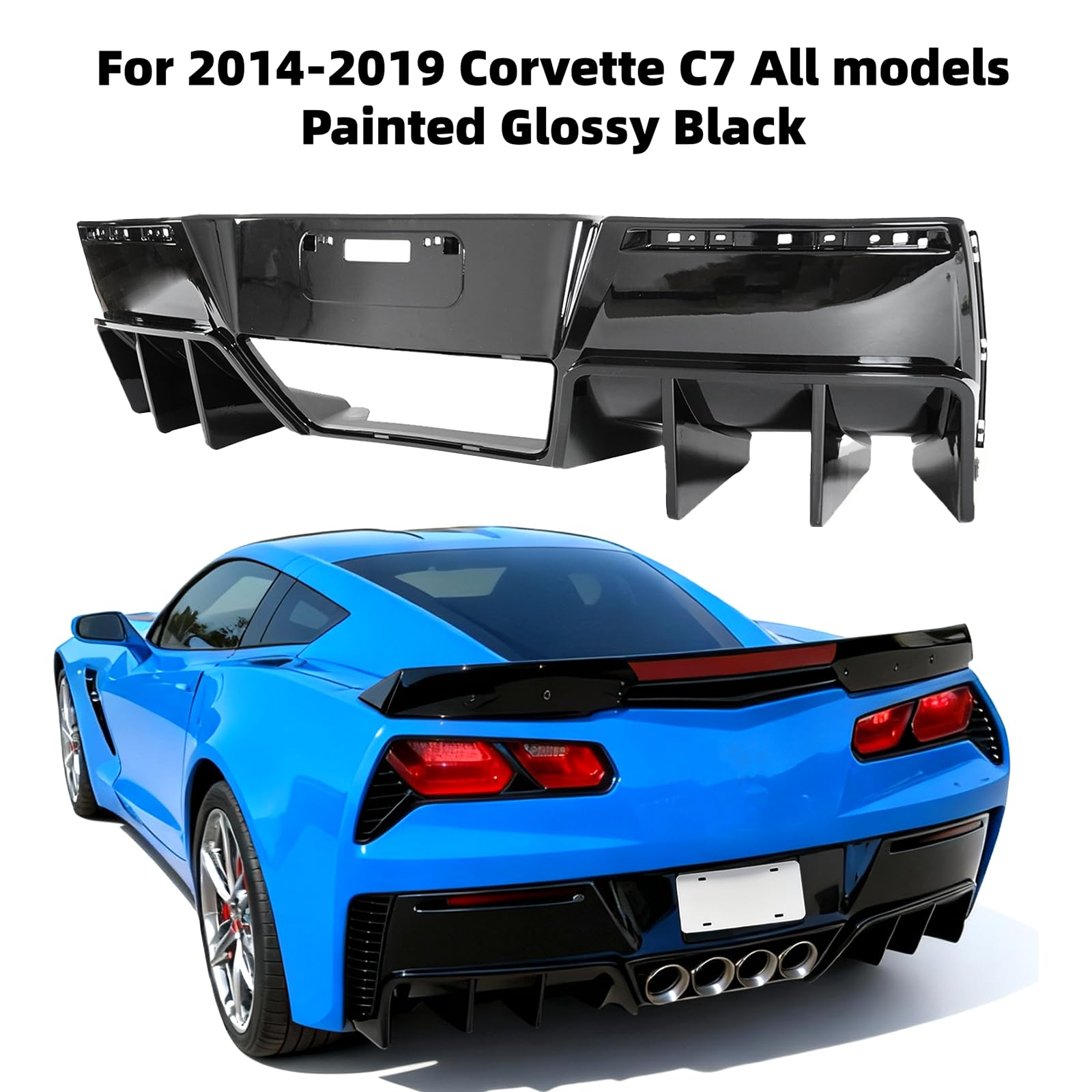 skkyoro Rear Bumper Diffuser Compatible with Chevy Corvette C7 2014-2019 All