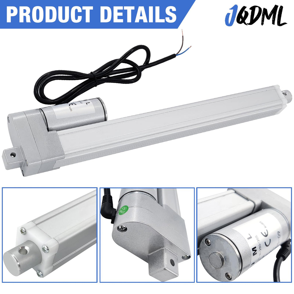 JQDML 12V High Speed Linear Actuator - 28 Inch Stroke, 66lbs/300N, 1.77"/s