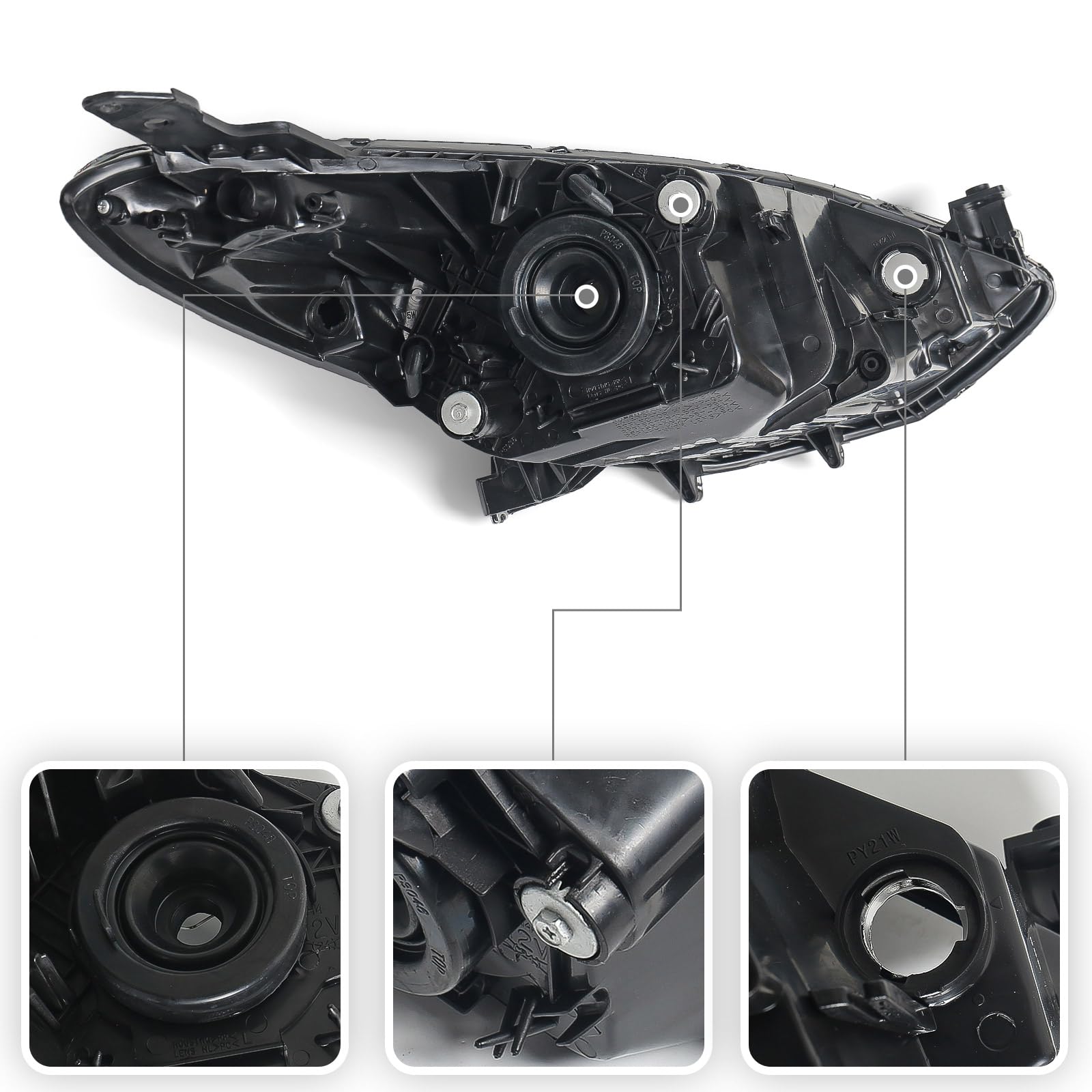 Huray Halogen Headlight Assembly for Mazda 2 2011 2012 2013 2014 LH Projector