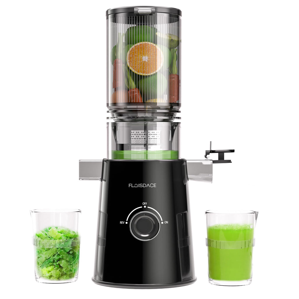 Cold Press Juicer Slow Masticating 5" Wide Chute 1.5L Stainless Steel Black