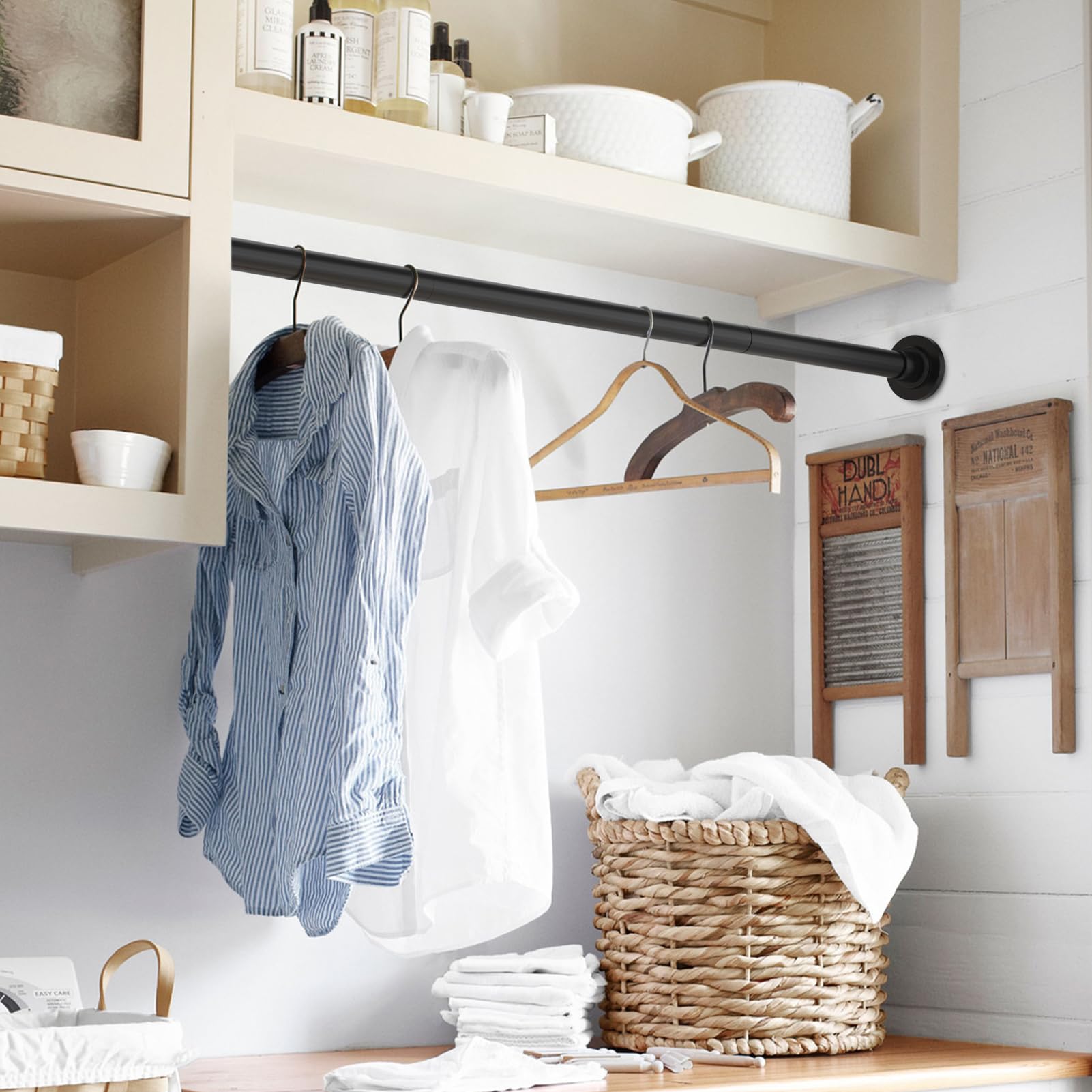 SUNALLY Shower Curtain Rod, Adjustable 32-89 Inch Spring Tension Shower Rods