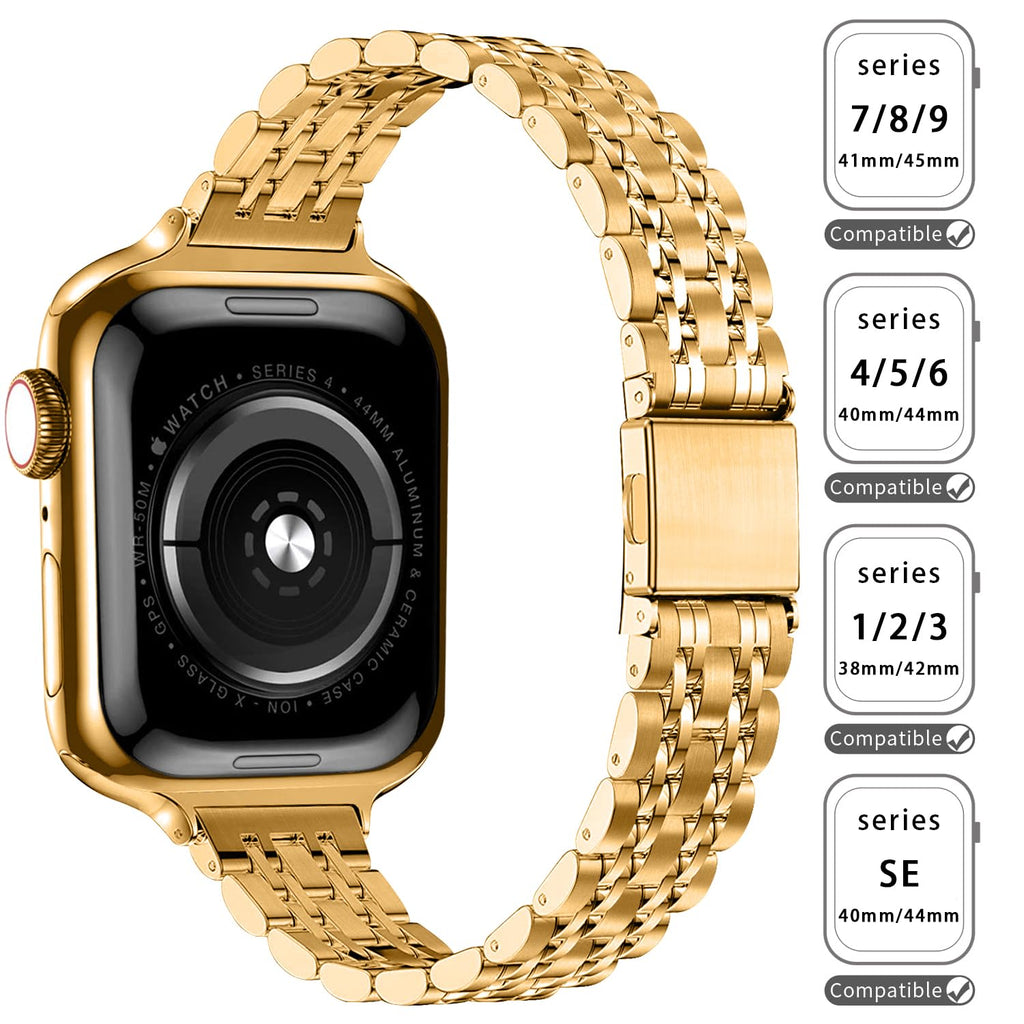 QUNDAXI Slim Watch Band Compatible with Apple Watch 41mm 45mm 42mm 44mm 40mm