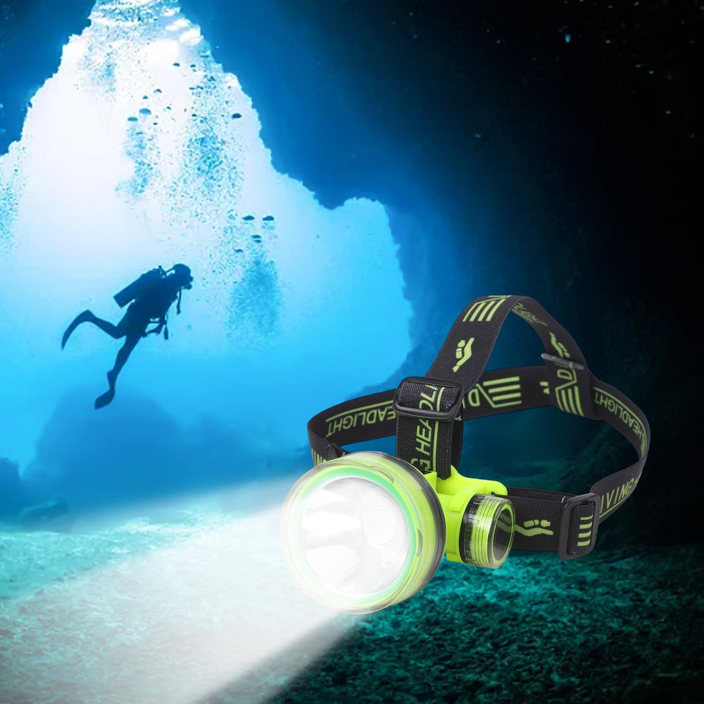 Diving Headlamp with 350M Range, IPX8 Waterproof Underwater Light, 180°