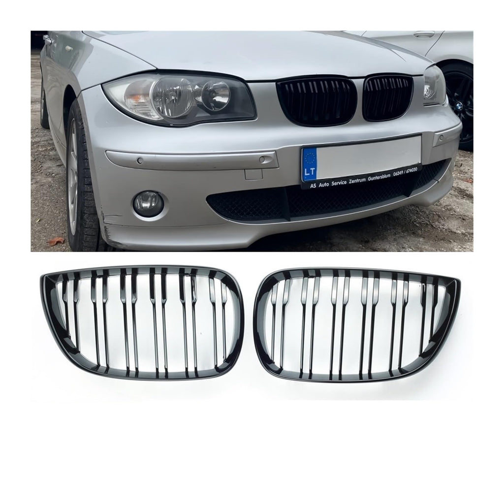 Pair Car Front Kidney Grille Compatible For BMW E81 E87 2004-2007 Pre-facelift Racing Grills Grilles Auto ABS Grill Accessories