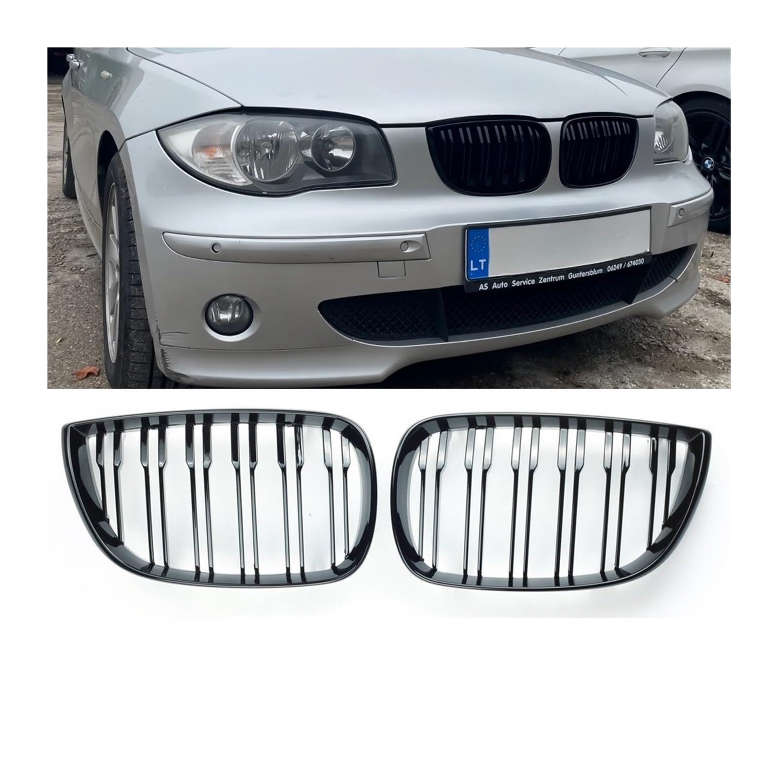 Pair Car Front Kidney Grille Compatible For BMW E81 E87 2004-2007 Pre-facelift Racing Grills Grilles Auto ABS Grill Accessories