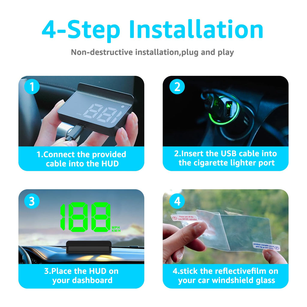 KUOWEIHUD Heads up Display for Cars,Car HUD,Head up Display for Car,Digital GPS