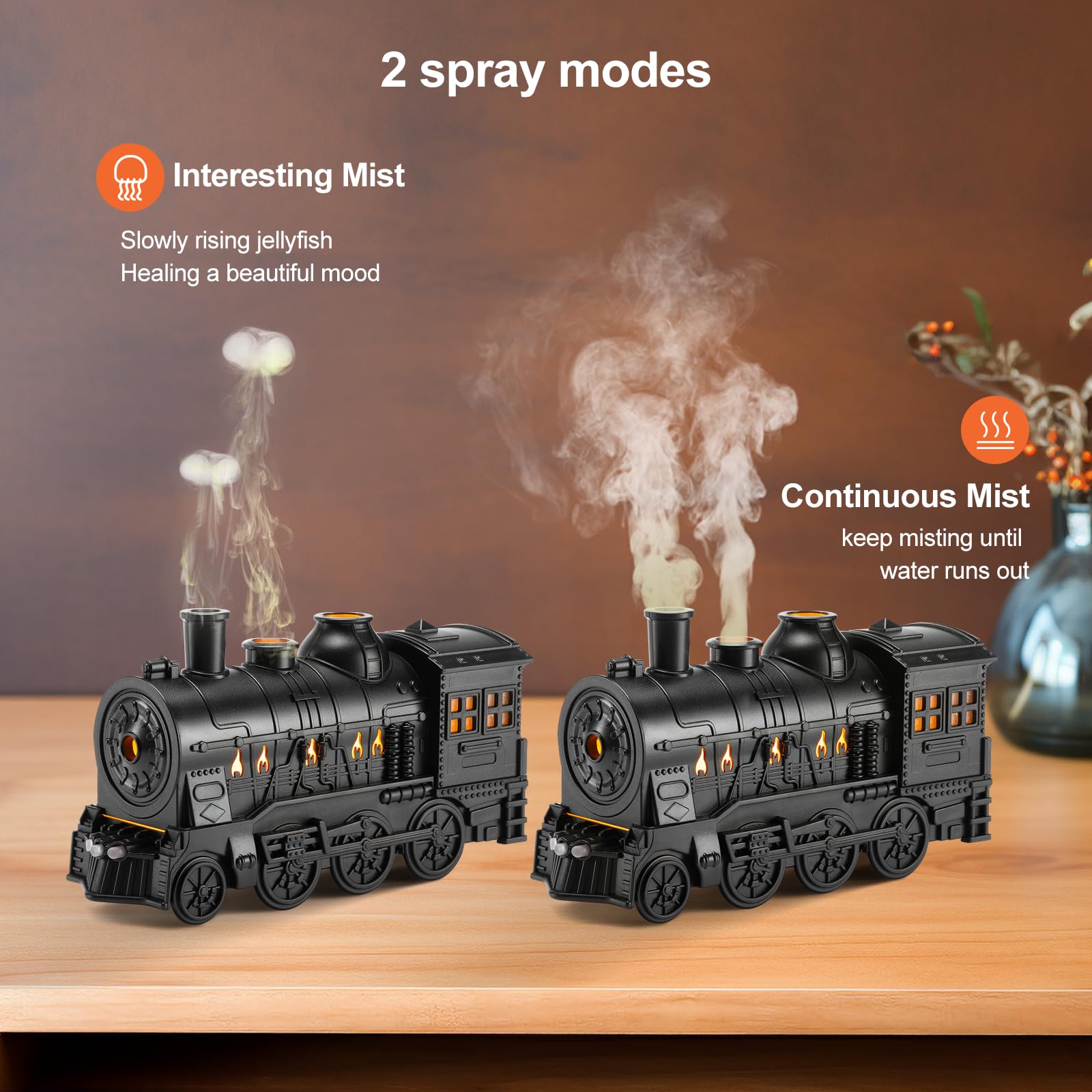 HIROGA 300ml Train Diffuser Ultrasonic Aroma Cool Mist Remote Control Black