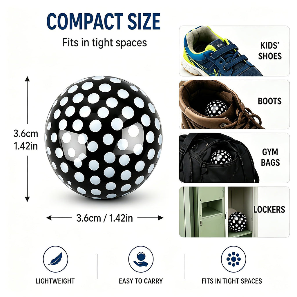 Knixmax Sneaker Deodorizer Shoe Freshener Balls, Odor Eaters for Shoes Boots Mules, Smell Eliminator Ball for Gym Gear Bags and Lockers, Fresh Linen Scent, Pack of 6, Black White