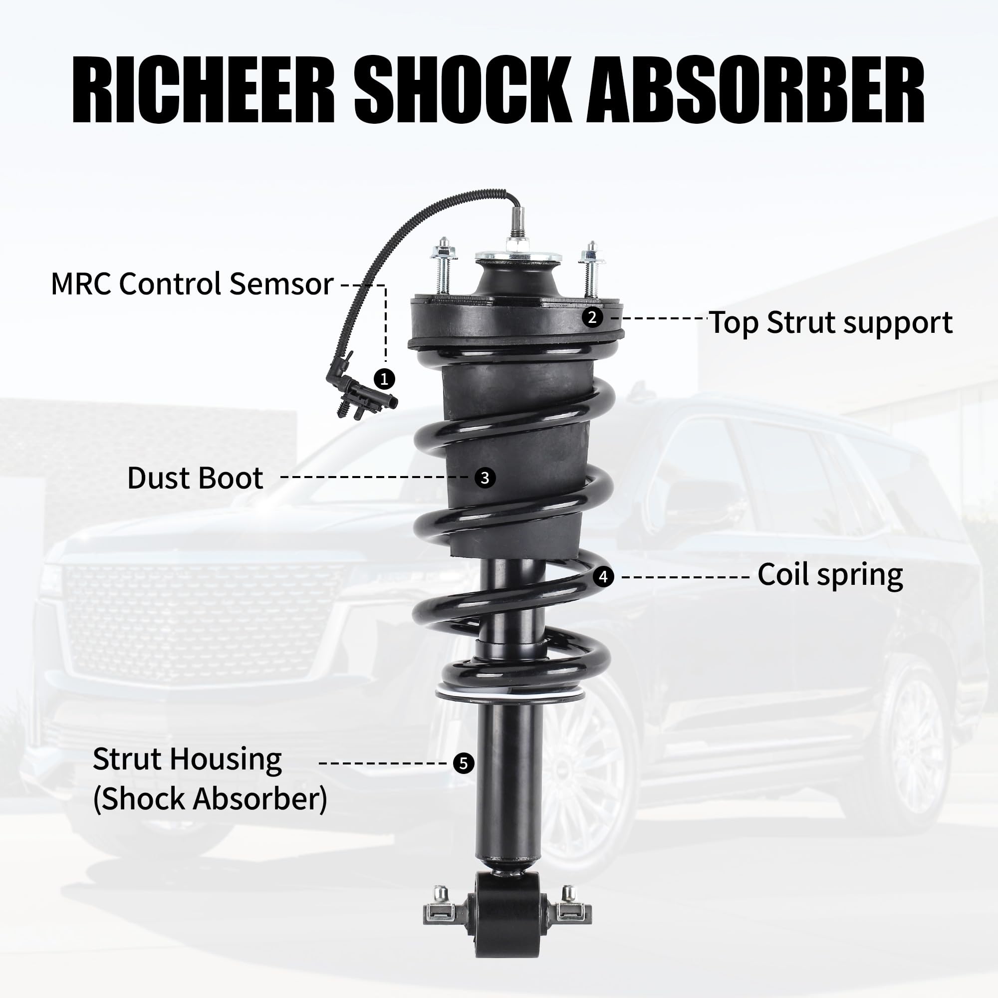 Richeer Front Strut Shock Absorber 2PCS 2015-2022 Escalade Tahoe Silverado