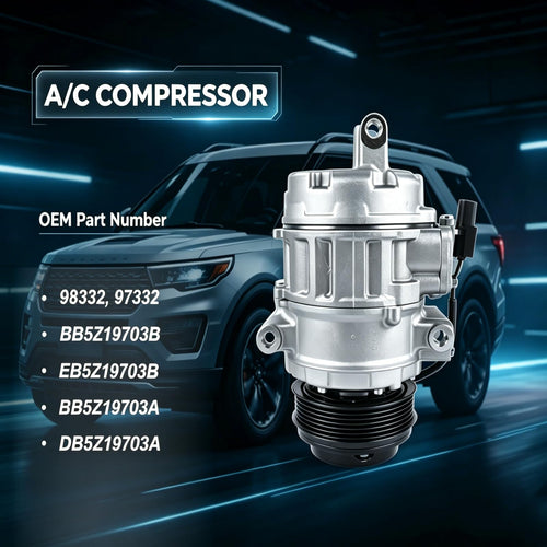 A/C AC Compressor with Clutch Replacement for Ford Explorer 2011-2015 3.5L,