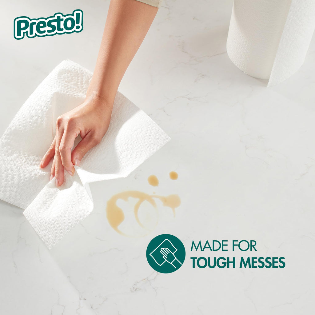 12 Rolls Amazon Brand Presto! Flex-a-Size Paper Towels 158 Sheet Huge Roll
