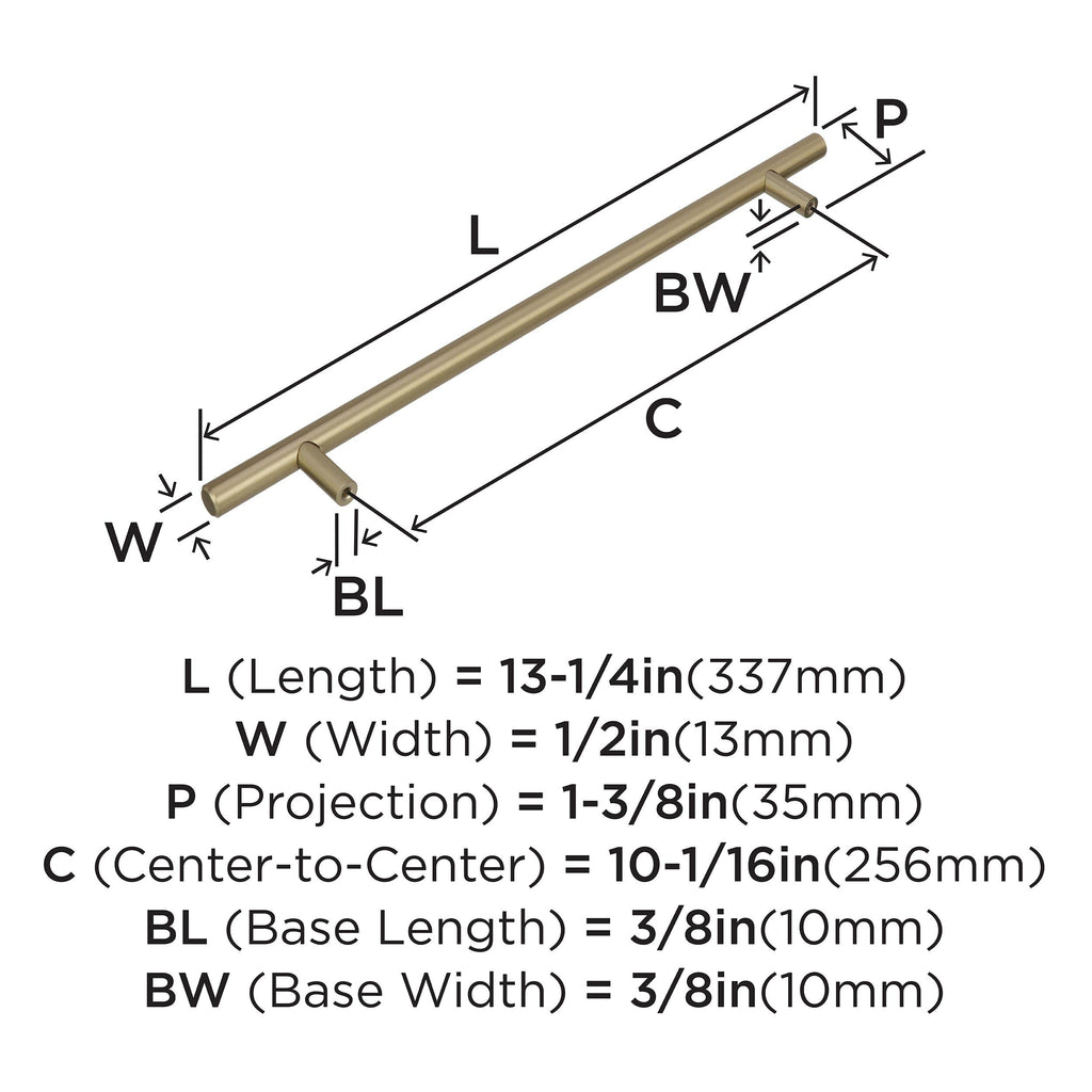 4 Pack Amerock | Cabinet Pull | Golden Champagne | 10-1/16 inch (256 mm) Center