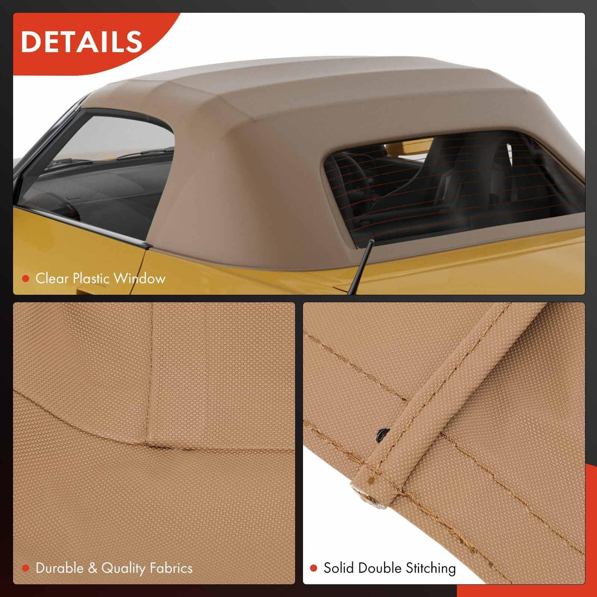 A-Premium Tan Convertible Soft Top, Compatible with Honda