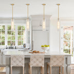 BOKT Gold Pendant Light Milk Glass Cylinder Hanging Lamp Brass Kitchen Island