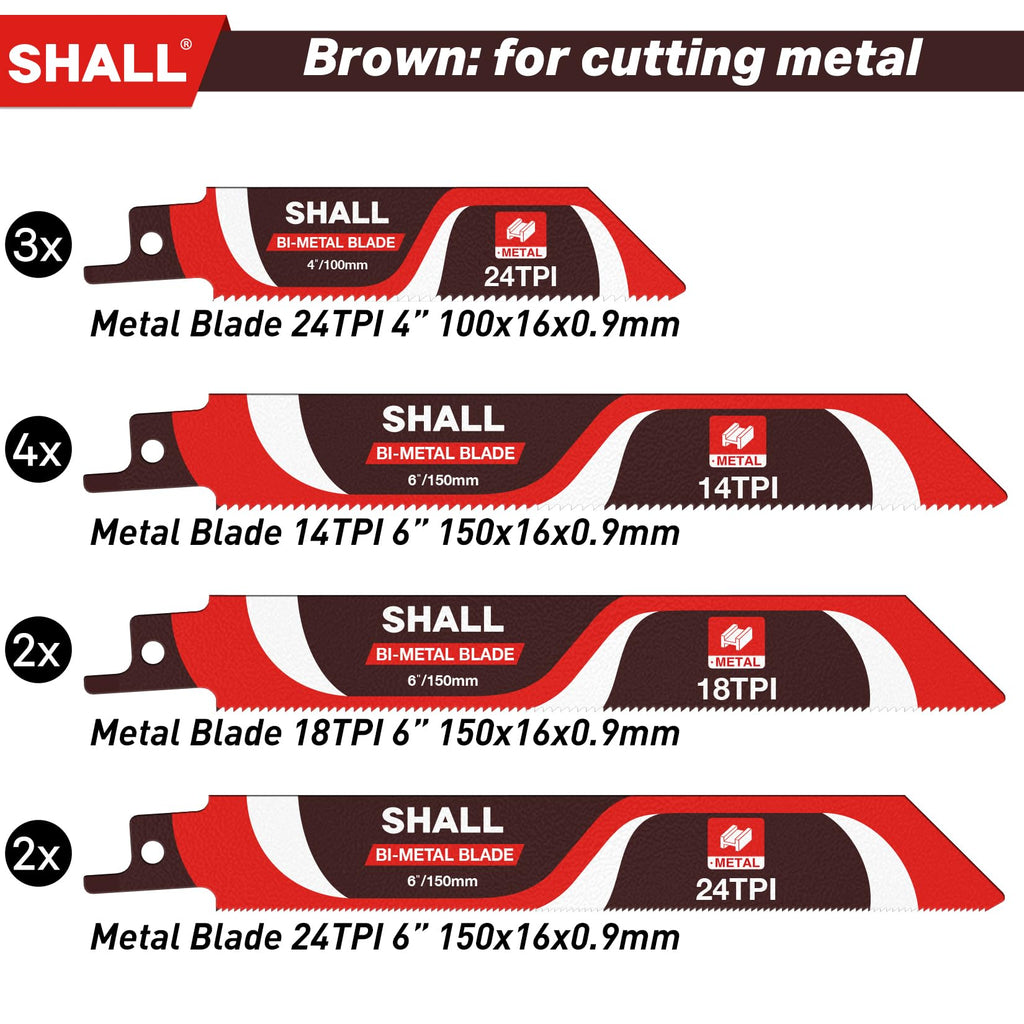 Shall 34Pc Reciprocating Saw Blades Kit Carbide Steel Wood Metal Plastic