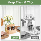 Bamboo Salt Pepper Napkin Holder Set Kitchen Dining Table Caddy Organizer