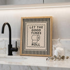Funny Bathroom Decor Framed Canvas Wall Art, Let The Good Times Roll Toilet