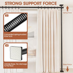 SUNALLY Room Divider Tension Curtain Rod Adjustable 4-10ft Black Heavy Duty